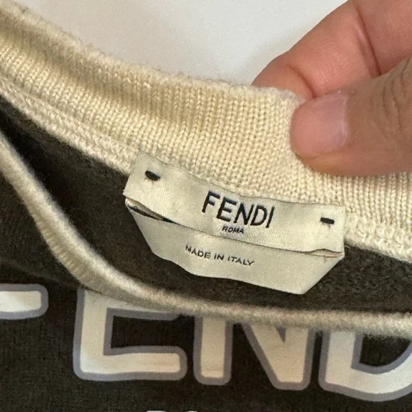 Fendi Brown and Cream Logo Sweater - Picture 3 of 4